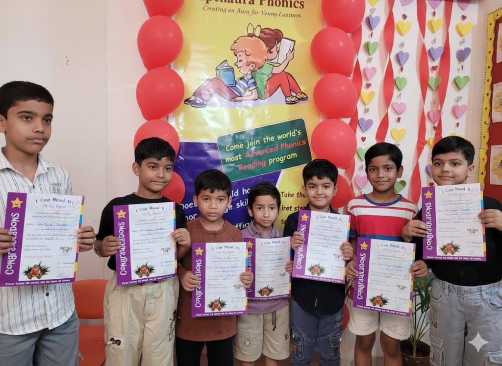 Children holding certificates